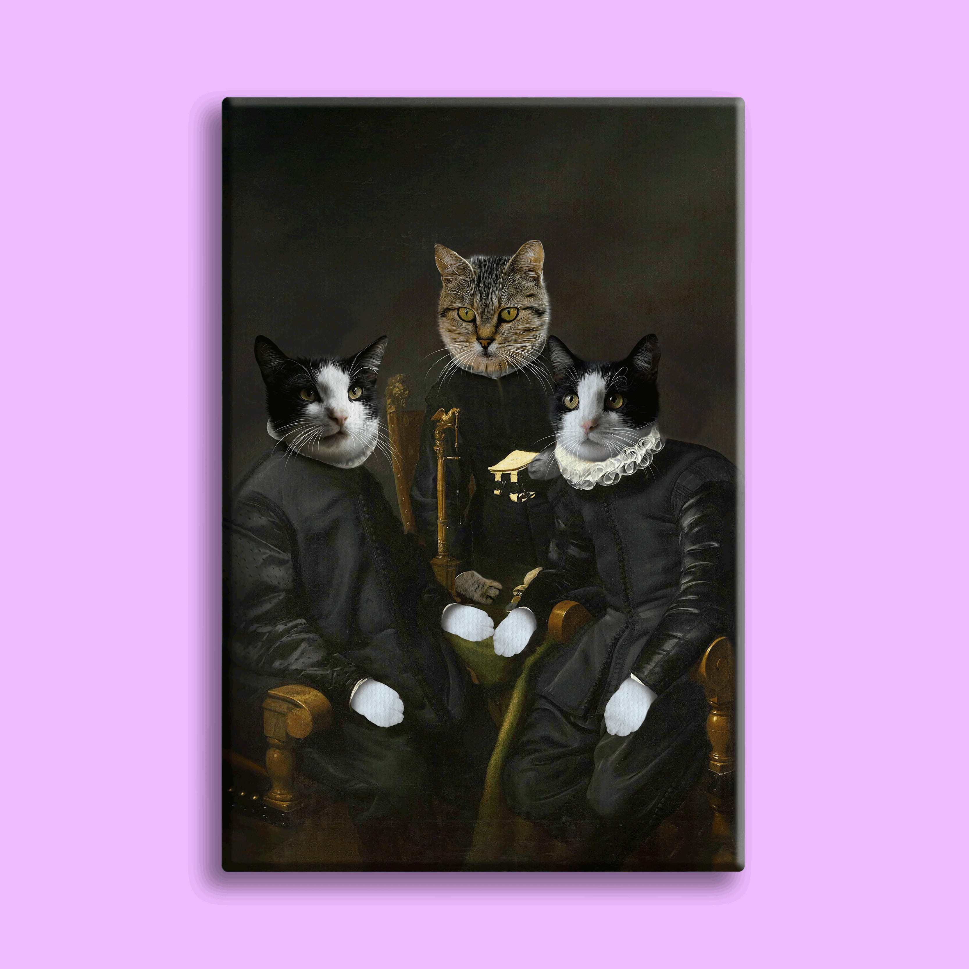 Regal Cats – Classic Aristocratic Multi-Pet Portrait